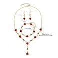 thumbnail image 5 of Yesbay 3 Pcs/Set Retro Women Wedding Jewelry Set Rose Flower Shape Rhinestones Pendant Necklace Adjustable Earrings Dangle Earrings Set, 5 of 7