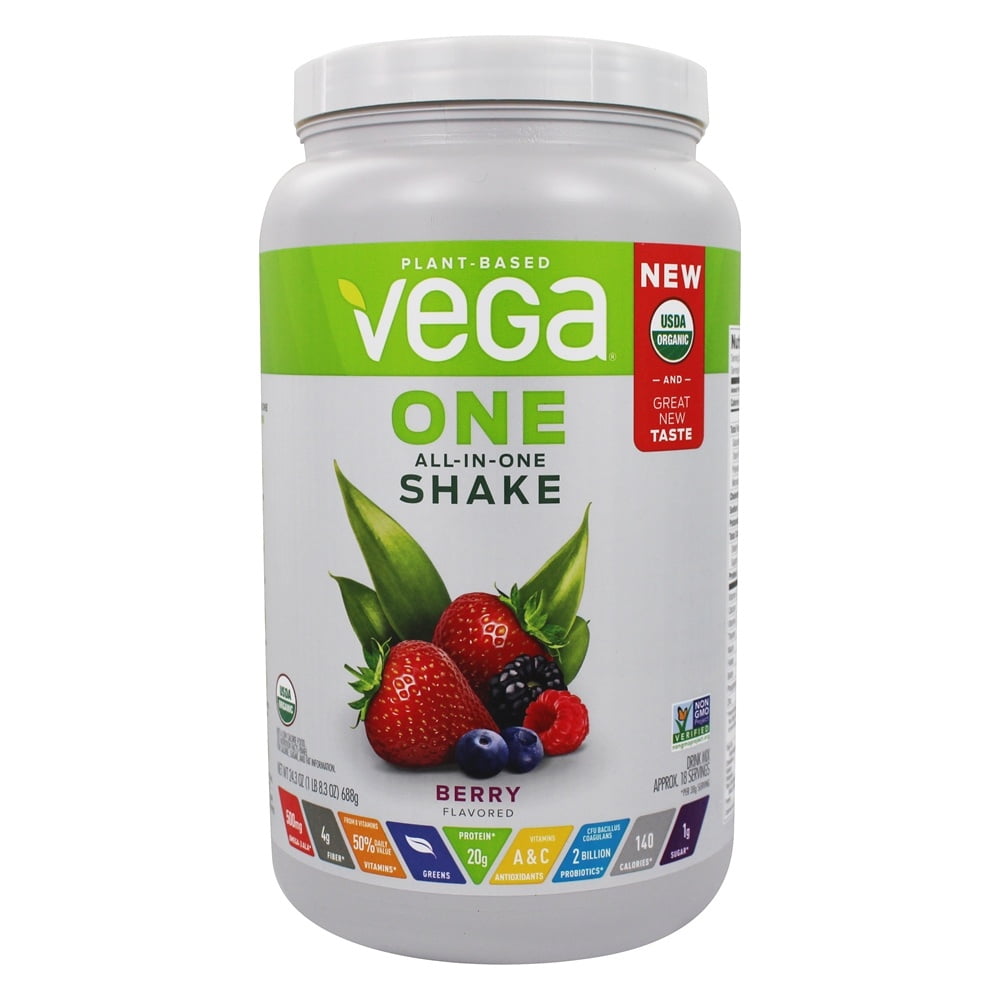 Vega One AllInOne Organic Plant Based Shake Powder Drink Mix Berry
