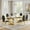 Gold White Table & Gold Balck Chair, variant on 70" Modern Glass Dining Table Set, Rectangular Tempered Glass Table with "G"-Shaped Stainless Steel Base and 6 Round PU Leather Chairs, Seating for 6
