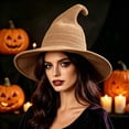 thumbnail image 5 of TEAJOPSUU Women's Halloween Witch Hat Knitted Pointed Wizard Hat for Party Vacation Holiday Khaki, 5 of 5