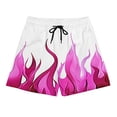 thumbnail image 4 of Menshorts Mens Shorts Casual Men's Casual Homewear Flame Printing Funny Printed Trousers Beach Sports Shorts Fast-Drying Trousers Hot Pink S, 4 of 9