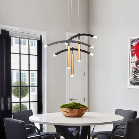 

Unique Design Suspending Dining Room Modern Decorative LED Chandelier Pendant Light-Brushed Gold 3 Three lights