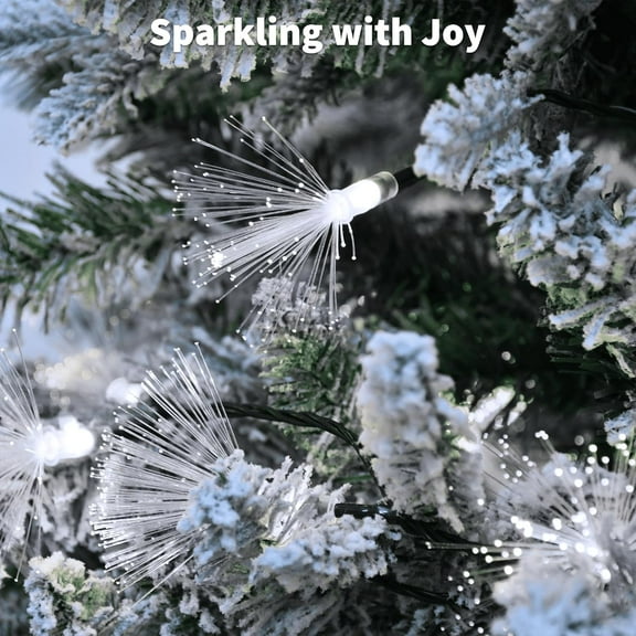 EISRUNGF- 33FT Fiber Optic Fairy Lights 60 LED Starburst Firework String Lights Green Wire Twinkle Christmas Lights for Indoor Outdoor Wedding, Christmas Tree, Garden, Patio, Party Decoration (White)