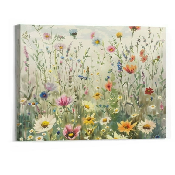 BCIIG  Large Floral Canvas Wall Art Colorful Wildflower Pictures Wall Decor for Living Room Bedroom Home Decor 20"x16" 20x16in