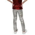 thumbnail image 4 of Odeerbi 3-16 Years Kids Boys Girls Metallic Leather Pants Shiny Sparkly Dance Pants Workout Athletic Sports Long Pants, 4 of 5