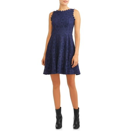 Metal Lace Dress - Women's Sleeveless Lace Dress
