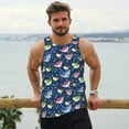 thumbnail image 6 of Gukieu Colorful Cartoon Shark Print Men's Quick Dry Fitness Vest, Round Neck Sleeveless Fitness Bodybuilding Top-Large, 6 of 7