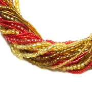 Glass Seed Bead Strand, Red/Brown, 100g/3.5 oz