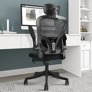 VANSPACE Home Office Chair with Arms High Back Mesh Computer Chair Swivel Wheels Ergonomic Task Chair with Lumbar Support, Adjustable Headrest, Black