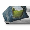 thumbnail image 3 of Earth Soft Flannel Fleece Throw Blanket, Circular Frame with Endless Green Landscape Infinity Clouds Space, Cozy Plush for Indoor and Outdoor Use, 50" x 60", Green Brown Petrol Blue, by Ambesonne, 3 of 6