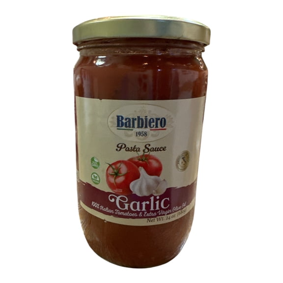 Garlic Pasta Sauce 100% Italian Tomatoes & EVOO by Barbiero 24 oz (680 g)