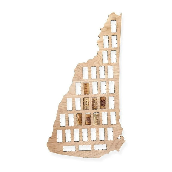 TORCHED New Hampshire Wine Cork Map | Wall Mount Display Decor Art | Tan