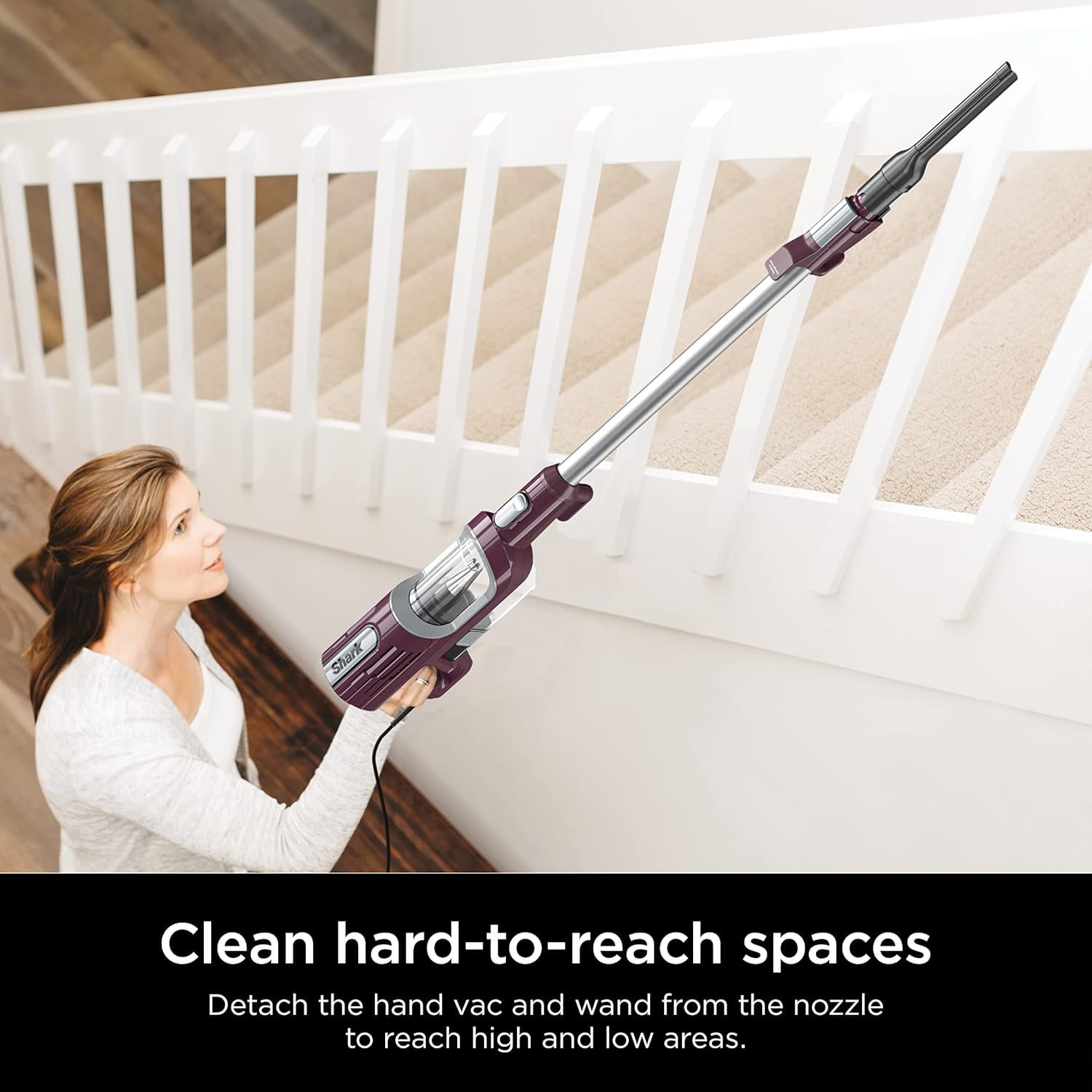 Restored Shark HZ702 Ultralight PetPro Corded Stick Vacuum with PowerFins HairPro Odor Neutralizer Technology, Wine Purple, 0.37 L Capacity (Refurbished)