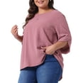thumbnail image 2 of DARING DIVA Women's Plus Petal Sleeve Swiss Dots Blouse T-Shirt Tops 5X Dark Pink, 2 of 6