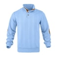 thumbnail image 4 of Gamivast Men's Button Neck Pullover Sweater Soft Cable Knit Long Sleeve Mock Neck Top with Elbow Patches Ribbed Cuffs Regular Fit for Casual Work Travel Fall and Winter Sky Blue M, 4 of 4