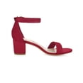 thumbnail image 3 of BLISSFUL STEP Women's Shoes Open Toe Mid Block Heel Ankle Strap Faux Suede Sandals Deep Red 9, 3 of 8