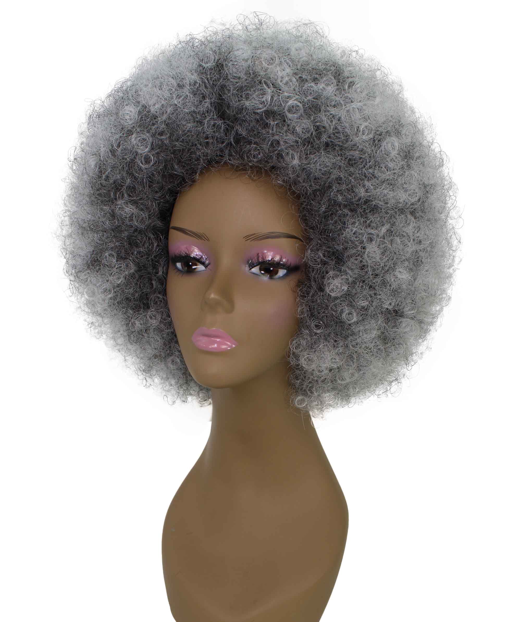 LUXLUXE Taylor 14" Curly Full Cap Synthetic Wig, Heat-Resistant Fiber Charcoal Mixed Gray Hair for Party & Daily Wear