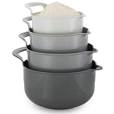 

Set of 4 - Plastic Mixing Bowls - Mixing Bowl Set for Prep - Nesting Mixing Bowls for Kitchen - Mixing Bowls with Pour Spout - Microwave & Dishwasher Safe - BPA Free - Grip Handle for Easy Mix(MWB-05)