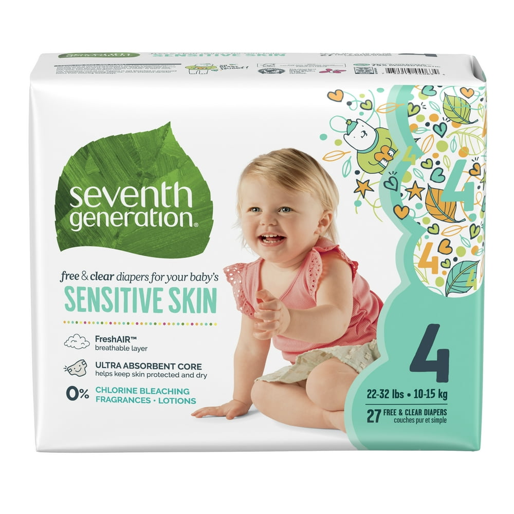 Seventh Generation Free & Clear Baby Diapers with Animal Prints Size 4