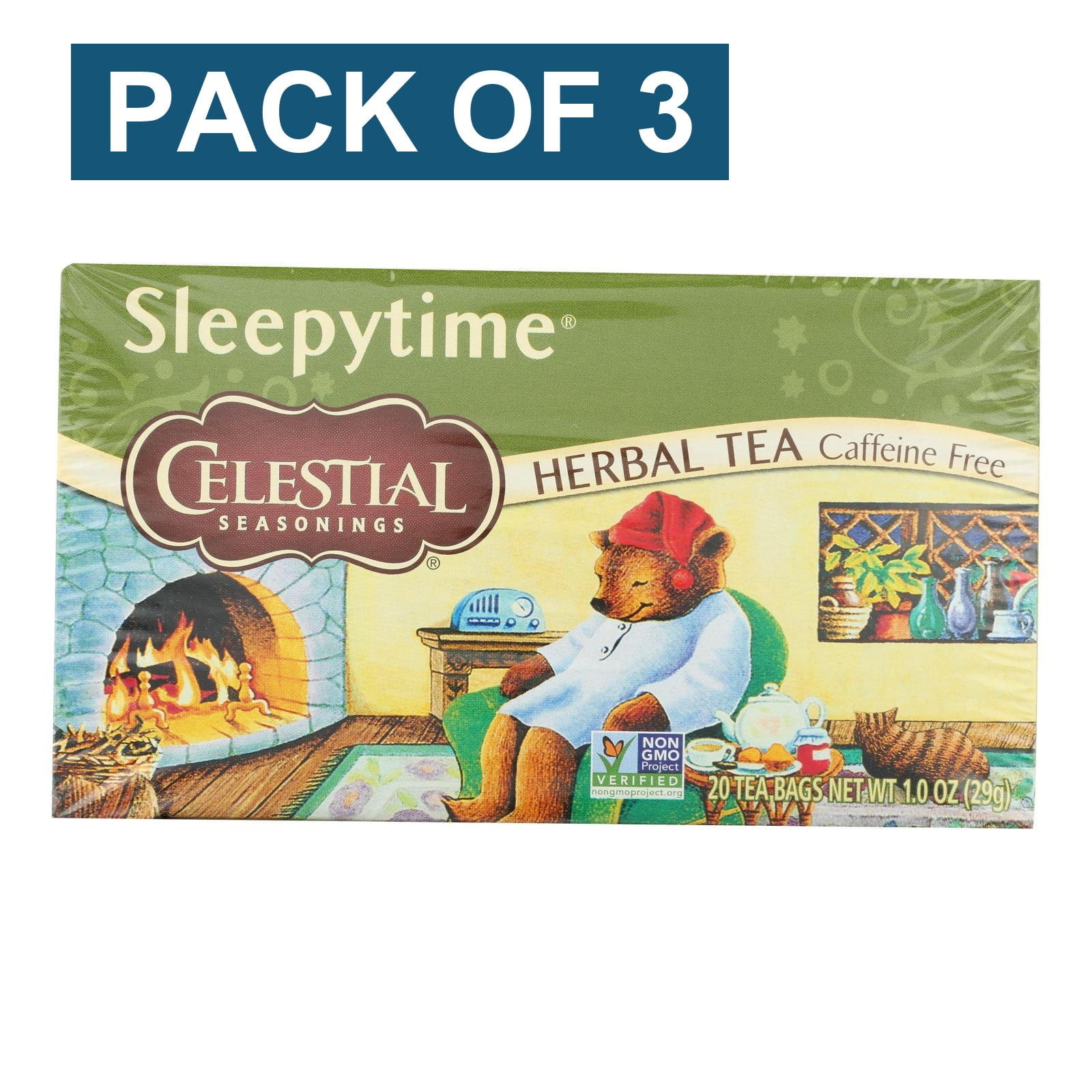 (3 pack) Celestial Seasonings Sleepytime Caffeine-Free Herbal Tea Bags (20 Count)