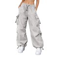 thumbnail image 4 of Womens Cargo Pants Lightweight Baggy Hiking Parachute Pant with Pockets Workout Athletic Casual Trouser Outdoor 2026, 4 of 5