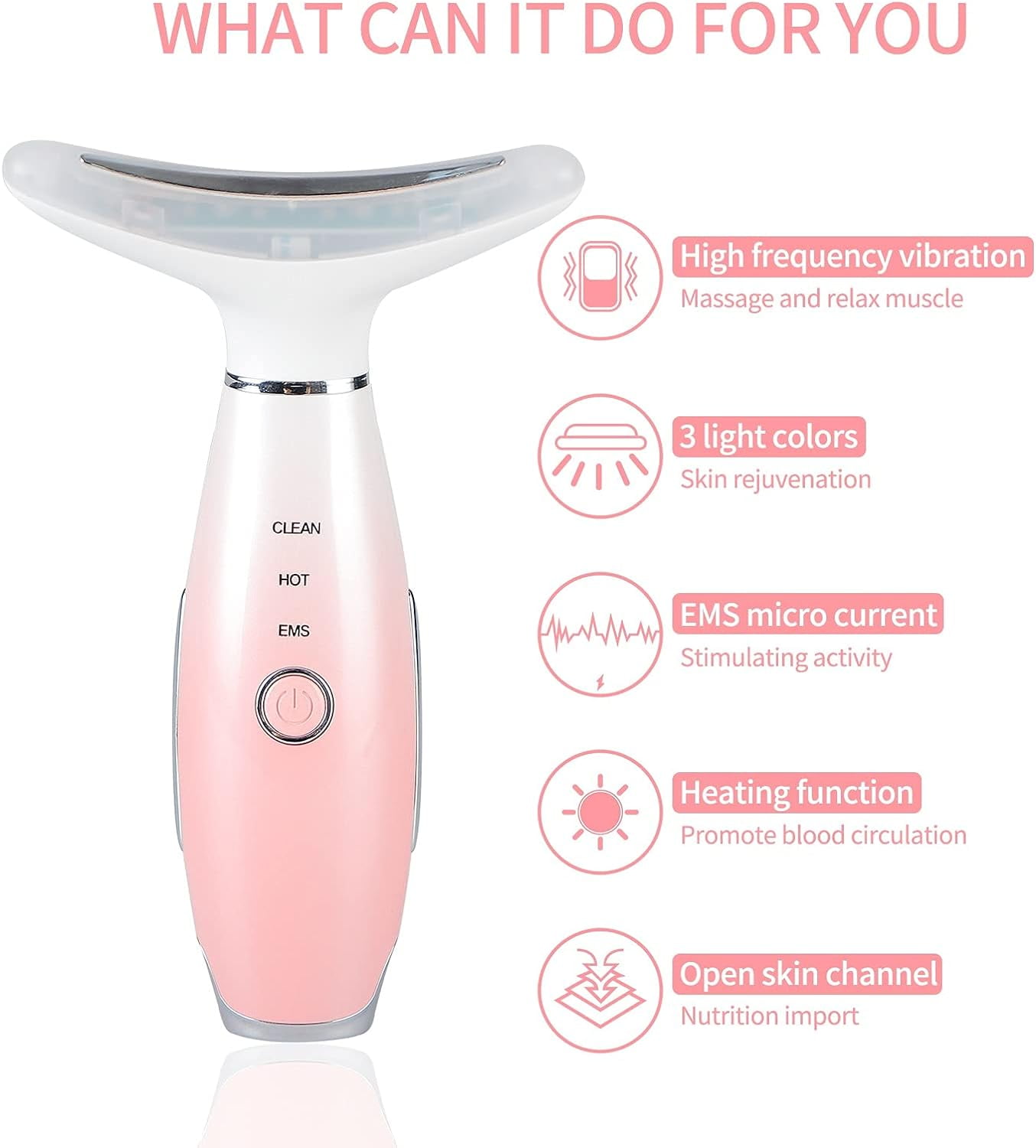 Led Therapy Facial Neck Lifting Messager, Face Lifting Device Red Light Therapy Face Massager Electric 3 Modes High Frequency Vibration EMS Heating Wrinkle Remove Anti-Aging