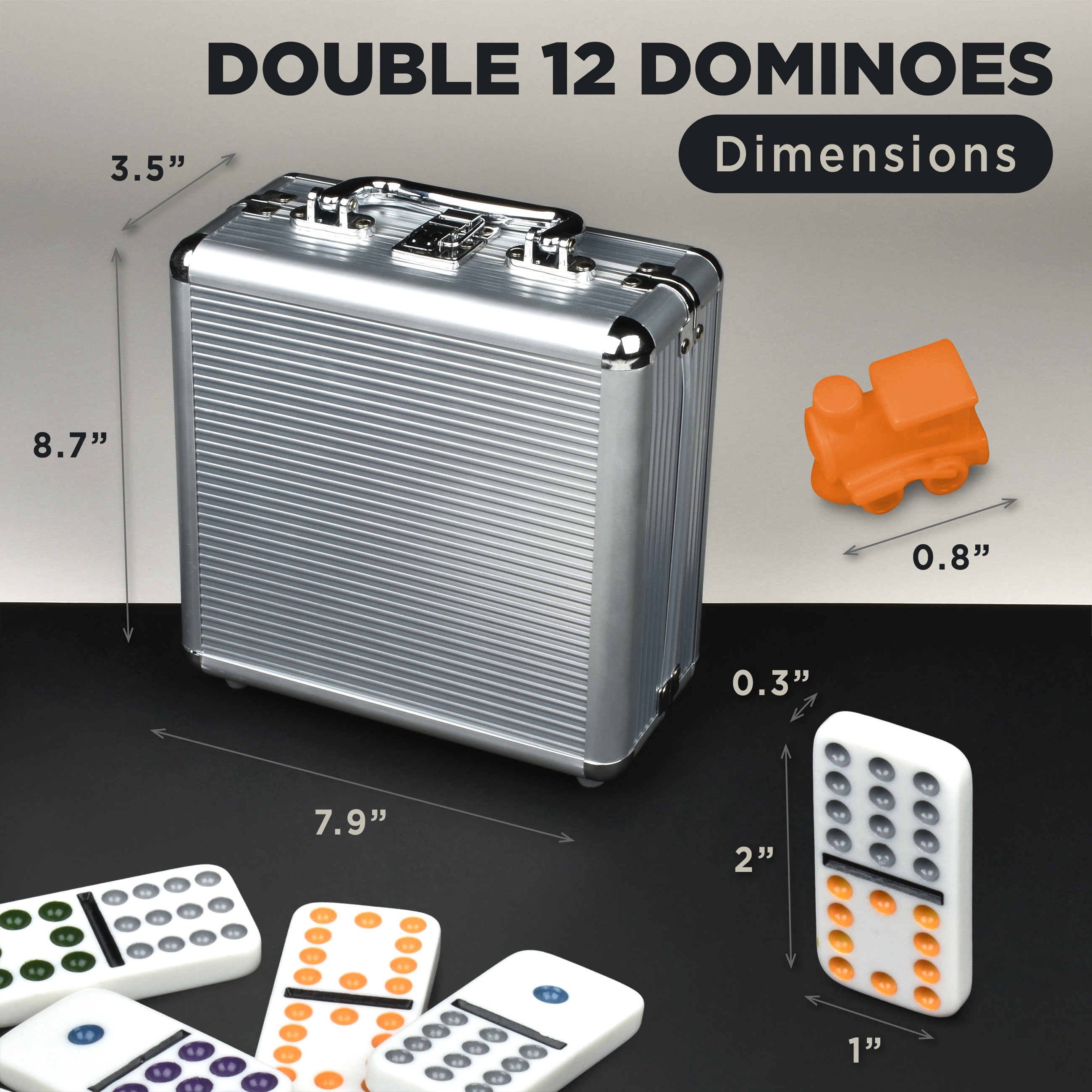 Mexican Train Dominoes Set with Wooden Hub, Domino Tile Board Games - Double 12 Dominos Set for Family Game Night for Adults and Kids Ages 8 and up (Double 12)