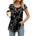 thumbnail image 2 of Anyjoin Women's Short Sleeve Tunic Tops Casual Print Pleated Blouse, 2 of 5