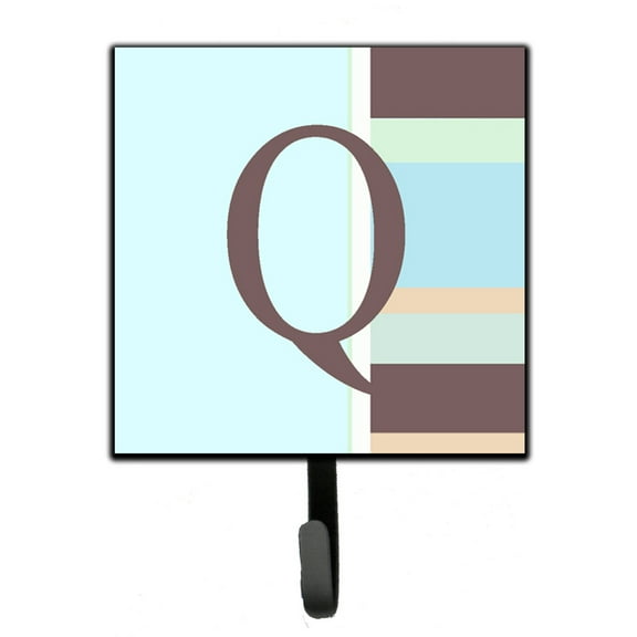 Letter Q Initial Monogram - Blue Stripes Leash or Key Holder