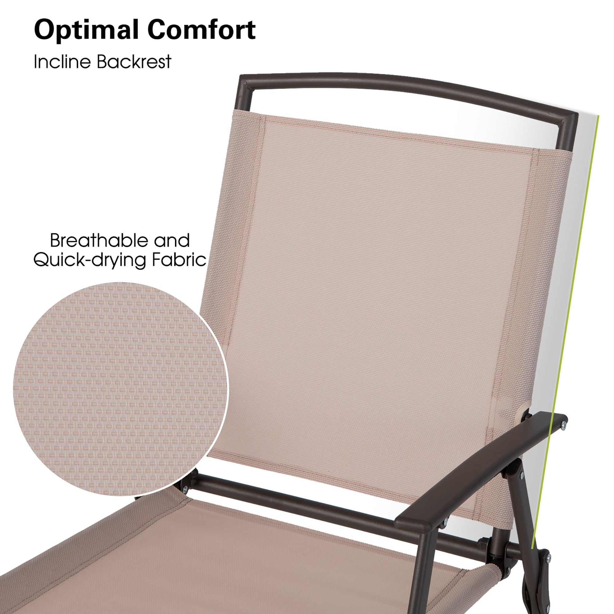 Costway 4 pcs Patio Folding Sling Dining Chairs Armrests Steel Frame Outdoor Beige