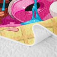 thumbnail image 5 of Castle Fairy Baseball Helmet Quilt King,Waffle Ice Cream Drip King Coverlet Set,Pink Blue Yellow, 5 of 7