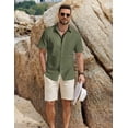 thumbnail image 4 of COOFANDY Mens Short Sleeve Button Down Shirts Cotton Casual Summer Shirts Textured Beach Vacation Outfits, 4 of 6