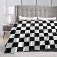 thumbnail image 4 of Checkered Plaid Pattern Black and White Throw Blanket Ultra Soft Warm All Season Checkerboard Background Decorative Fleece Blankets for Bed Chair Car Sofa Couch Bedroom 50"X40", 4 of 6