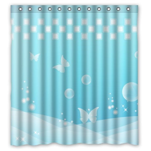 Bpbop Dreamy Light Blue World Erflies And Bubble Shower Curtain Waterproof Polyester Fabric Bathroom 66x72 Inch Com Bpbop Dreamy Light Blue World, Bubble Shower Curtain