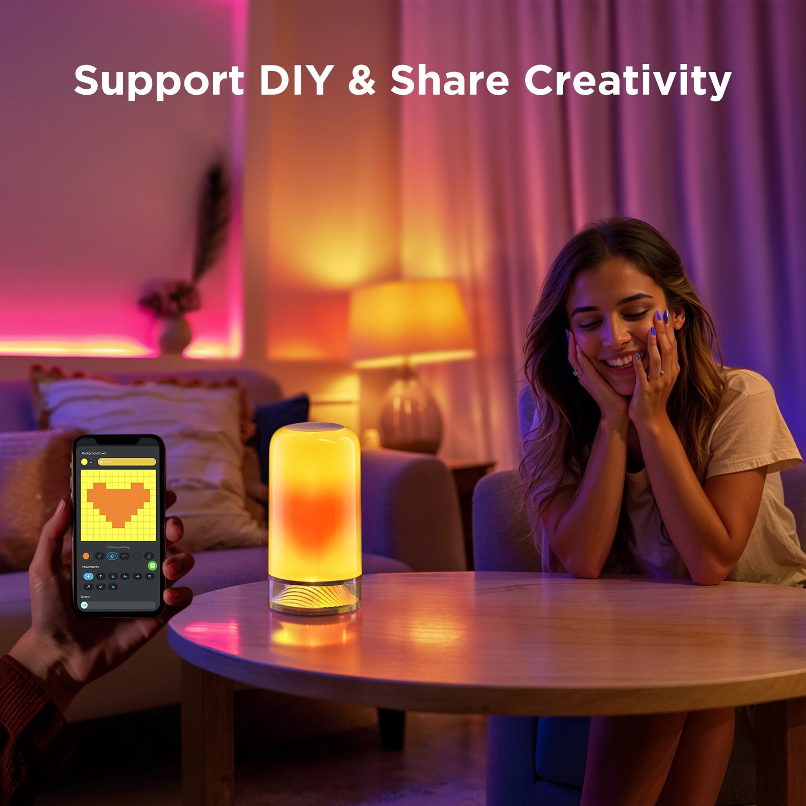 Govee Smart Table Lamp Bedside Lamp - RGBIC Color Changing, Dimmable, Touch Sensor