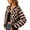 Brown, variant on Women's Leopard Print Cardigan Sweaters Striped Sleeve Button Up Sweater Long Crewneck Fall Winter Fashion Casual Top (Navy, L)