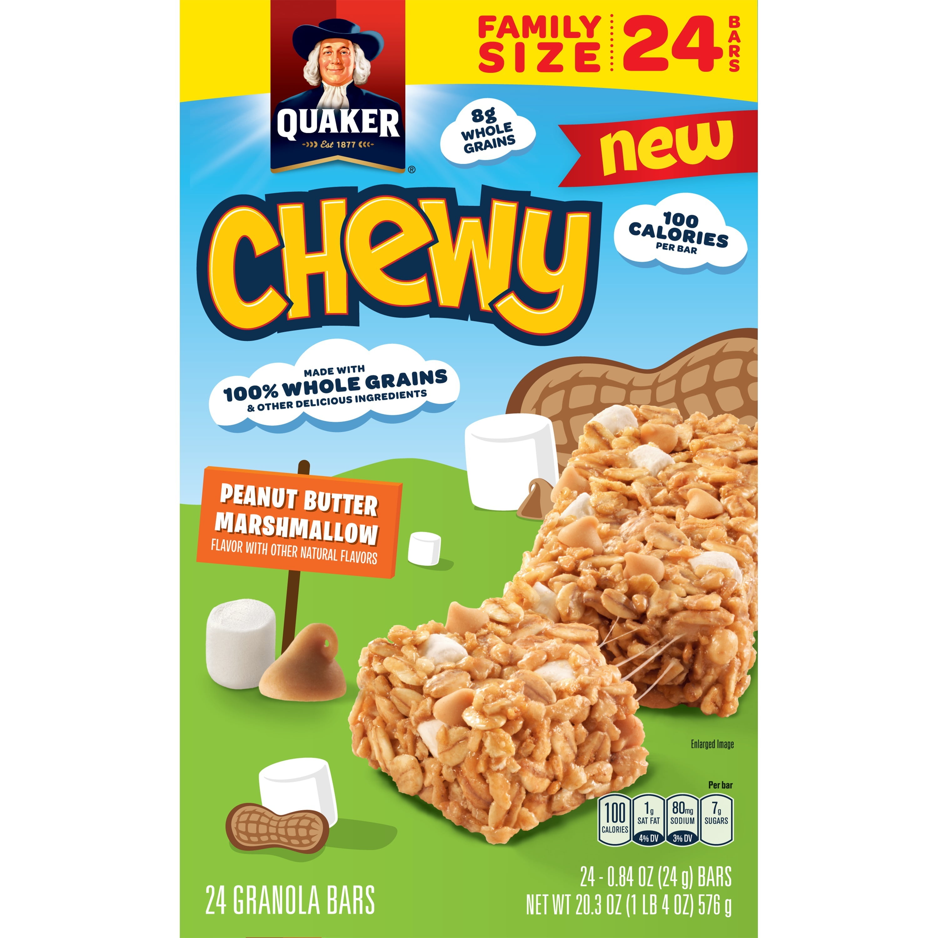 Quaker Chewy Granola Bars, Peanut Butter Marshmallow, 24 Bars Walmart