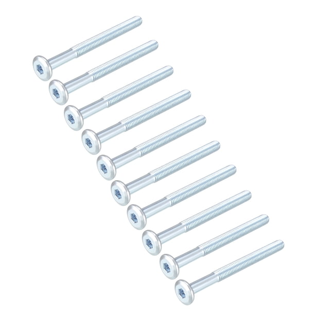 Tornillo de muebles M6x70mm con tapa hexagonal, tornillos galvanizados, sujetadores, pernos de media rosca, acero al carbono, 10 piezas