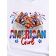 thumbnail image 2 of Camiseta estampada patriótica de American Girl - Cuello redondo informal de manga corta, 100 % algodón, lavable a máquina - Diseño festivo de estrellas y rayas para mujer, camisetas informales, 2 of 7