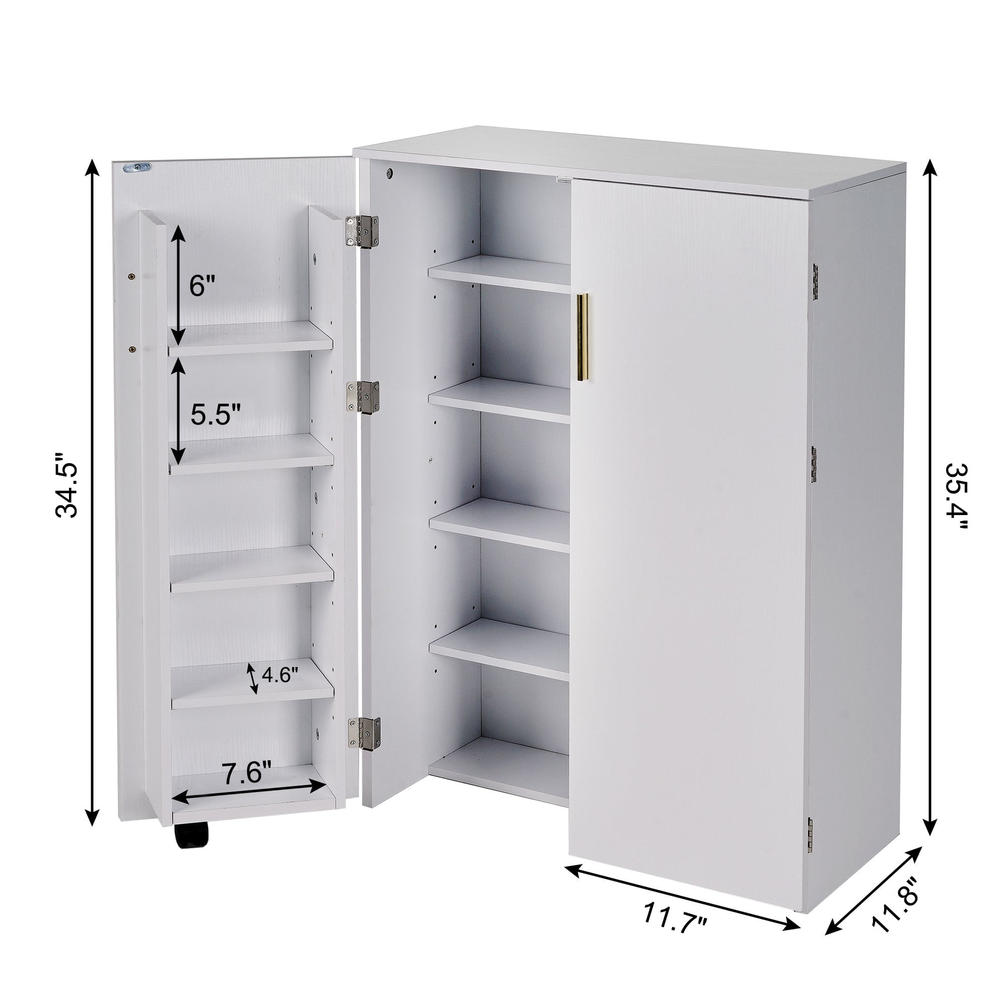 VECELO Kitchen Pantry Cabinets, Food Storage Cabinet with 2 Doors & Adjustable Shelves, Freestanding Small Cupboard for Living Room, Dining Room, Home Office, White