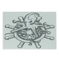 thumbnail image 1 of Octopus Cutting Board, Dangerous Octopus on Helm of Sailing Ship with Tentacles Around Handles Print, Decorative Tempered Glass Cutting and Serving Board, Small Size, Black White, by Ambesonne, 1 of 1