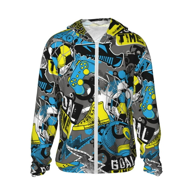 Balery Goal Time Sudadera ligera de manga larga con capucha y protección solar UPF 50+ para hombre y mujer, ideal para pesca y running-Medium