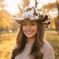 thumbnail image 2 of Vjnyvs Winter Cowboy Print Cowboy Hat Plush Western Hat Funny Cowboy Hat Wide Brim Cowboy Hat for Fancy Party Accessory, 2 of 7