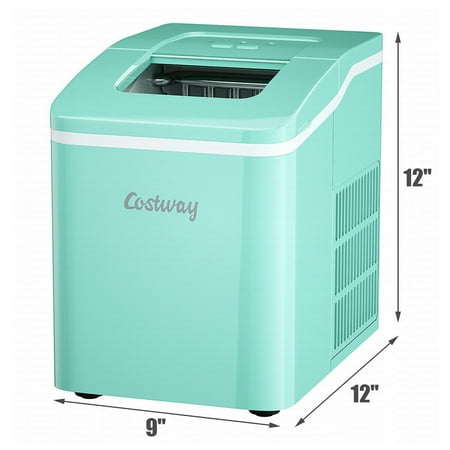 Costway - Portable Ice Maker Machine Countertop 26Lbs/24H Self-cleaning w/ Scoop - Green