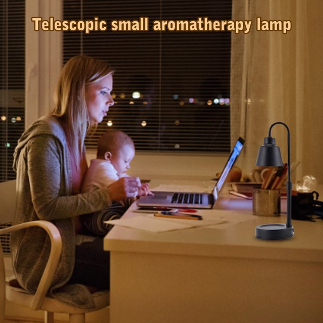 Lámpara De Vela De Fusión De Aroma Lámpara telescópica de vela de fusión de hierro con atenuación continua (negro EE. UU.)