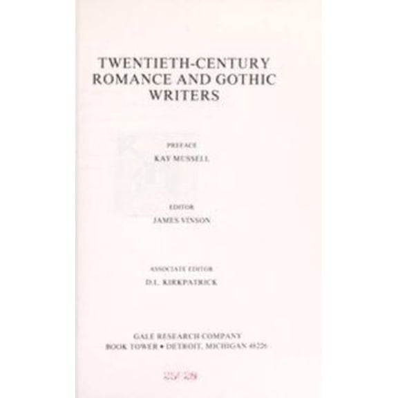 Pre-Owned Twentieth-Century Romance and Gothic Writers (TWENTIETH-CENTURY ROMANCE AND HISTORICAL WRITERS) (Hardcover) 0810302268 9780810302266