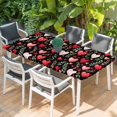 thumbnail image 2 of Valentines Table Cloths for 5 Foot Rectangle Tables, Pink Red Love Heart Green Botanical Black Patio Waterproof Elastic Fitted Tablecloths, Washable Rectangular Table Cover for Camping, 2 of 8