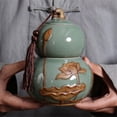 thumbnail image 3 of Gourd Tea Caddy With Airtight Lid And Carrying Handle Ceramic Loose Tea Storage Tin For Coffee Sugar, Nuts, Herb, Spice, 3 of 6