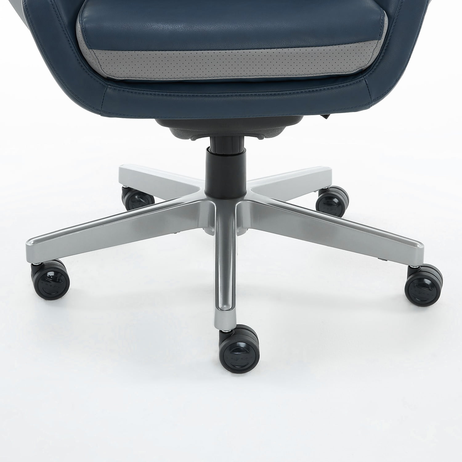 La Z Boy Alton Ergonomic Bonded Leather Swivel Executive Chair Blue 60029 DS