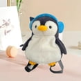 thumbnail image 1 of Mochila de peluche de pingüino adorable, bolso versátil de 11,4 x 15 pulgadas, diseño con auriculares para regalo de cumpleaños, bolso de viaje, 1 of 8